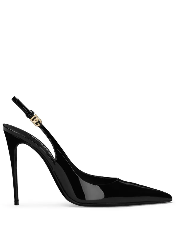 Dolce Gabbana patent leather Slingback Pumps Black FARFETCH CA