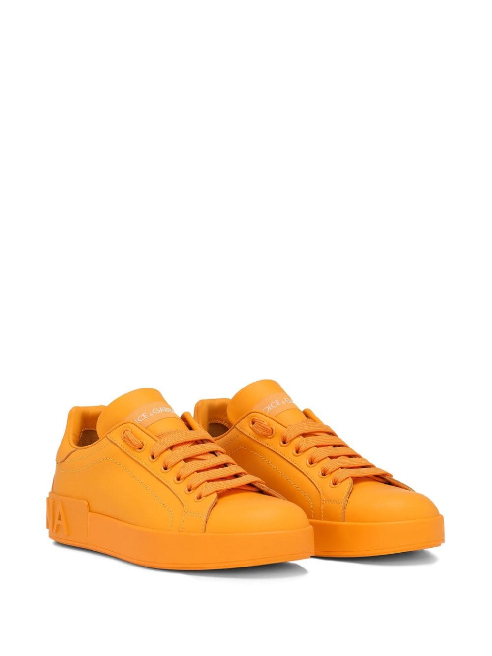 Shop Dolce & Gabbana Portofino Low-top Leather Sneakers In Orange
