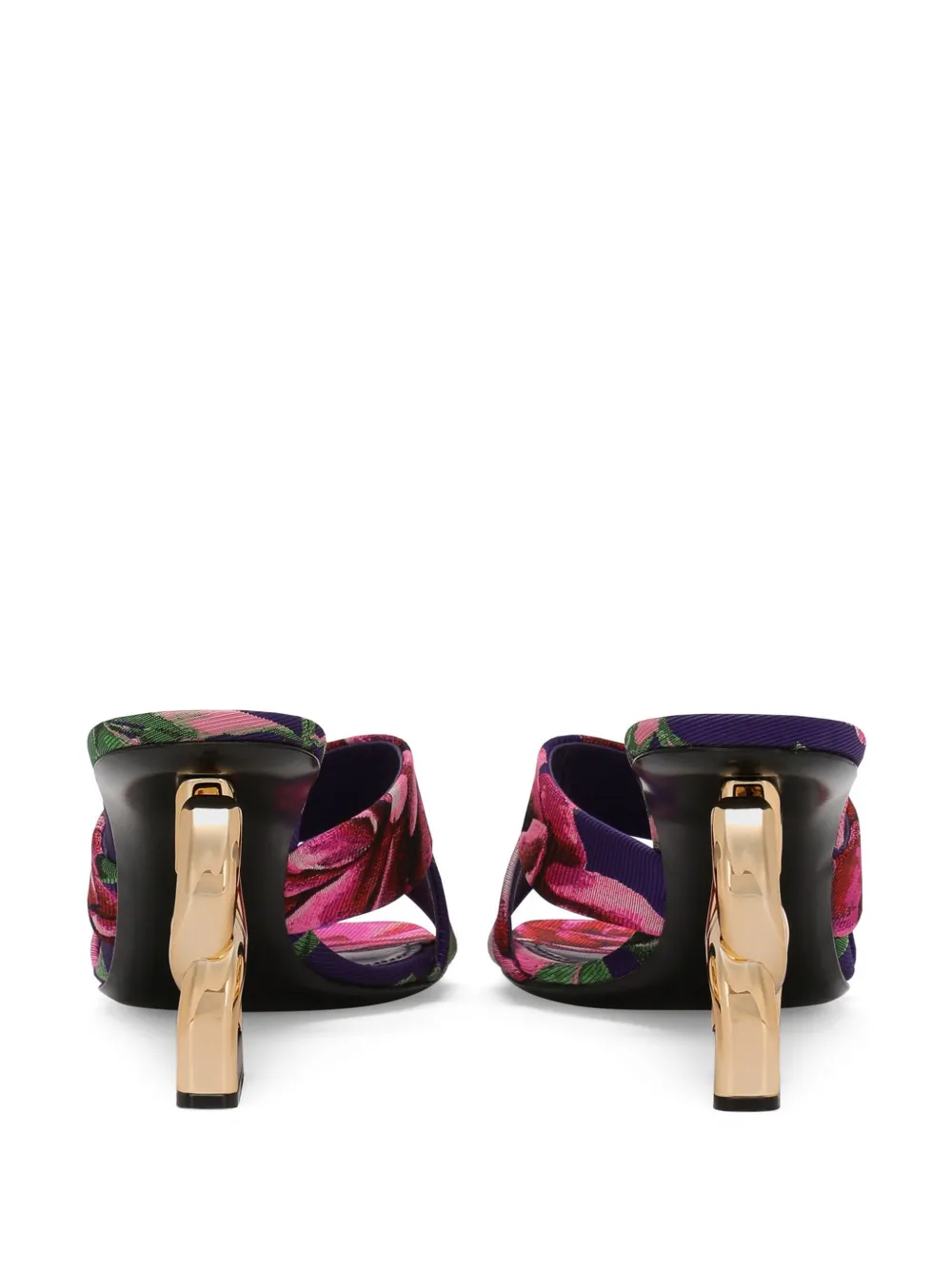 Shop Dolce & Gabbana 3.5-heel Floral-jacquard Mules In Purple