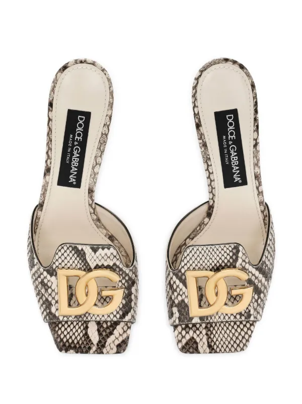 Dolce & Gabbana DG Logo Leather Mules | Neutrals | FARFETCH OM