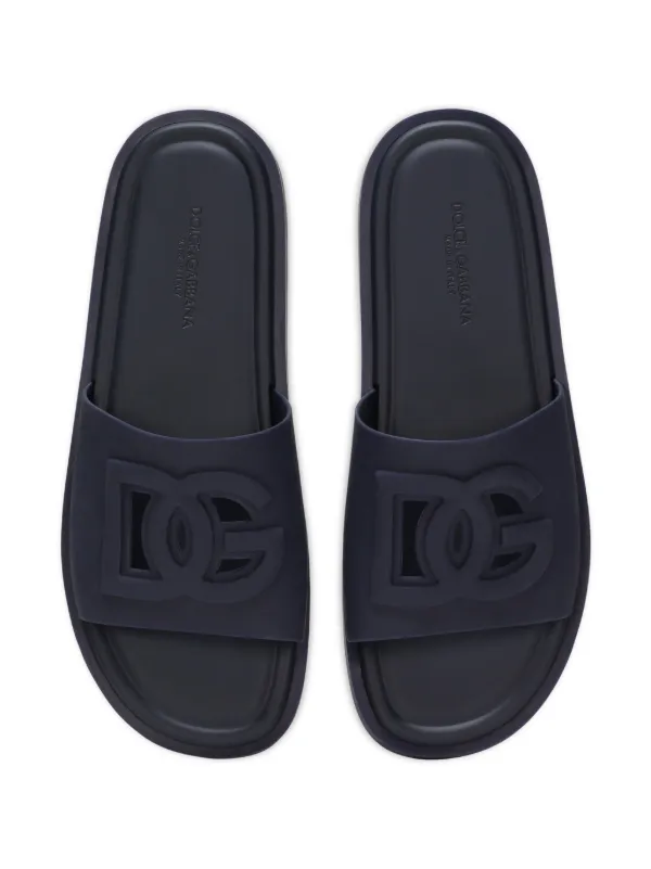 Dolce & Gabbana logo-embossed cut-out Slides | Blue | FARFETCH