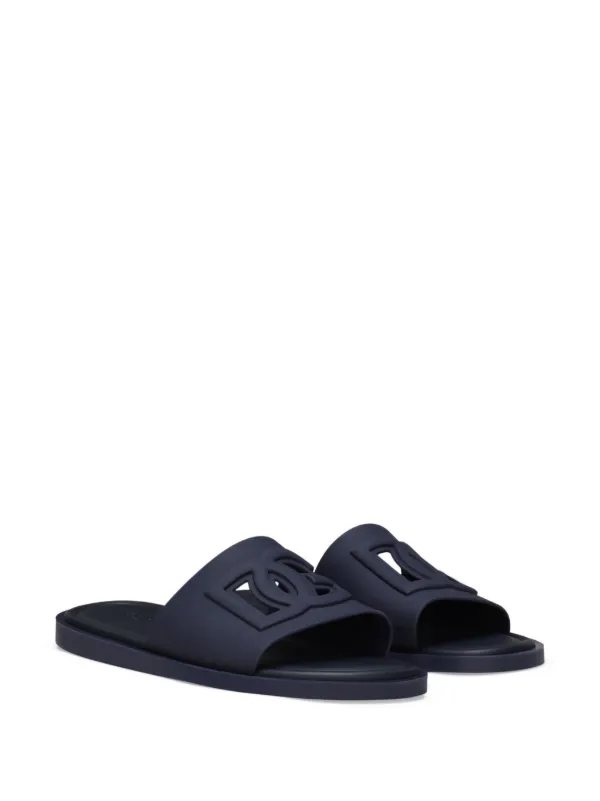 Dolce & Gabbana logo-embossed cut-out Slides | Blue | FARFETCH