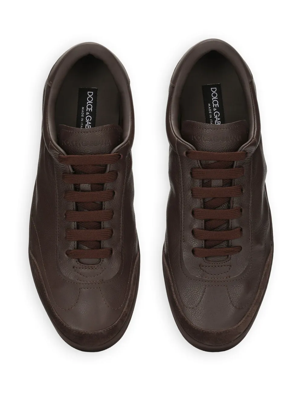 Shop Dolce & Gabbana Saint Tropez Leather Sneakers In Brown