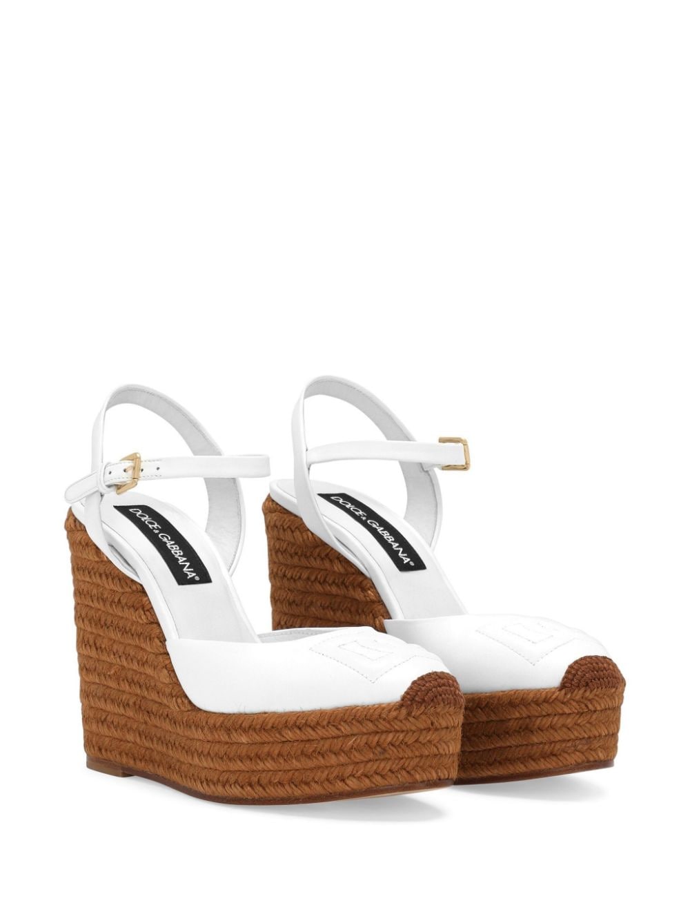 Shop Dolce & Gabbana 90mm Logo-embroidered Wedge Sandals In White