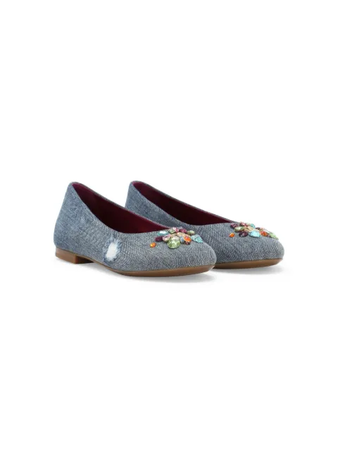 Dolce & Gabbana Kids باليرينا جينز مزين بحجر الراين