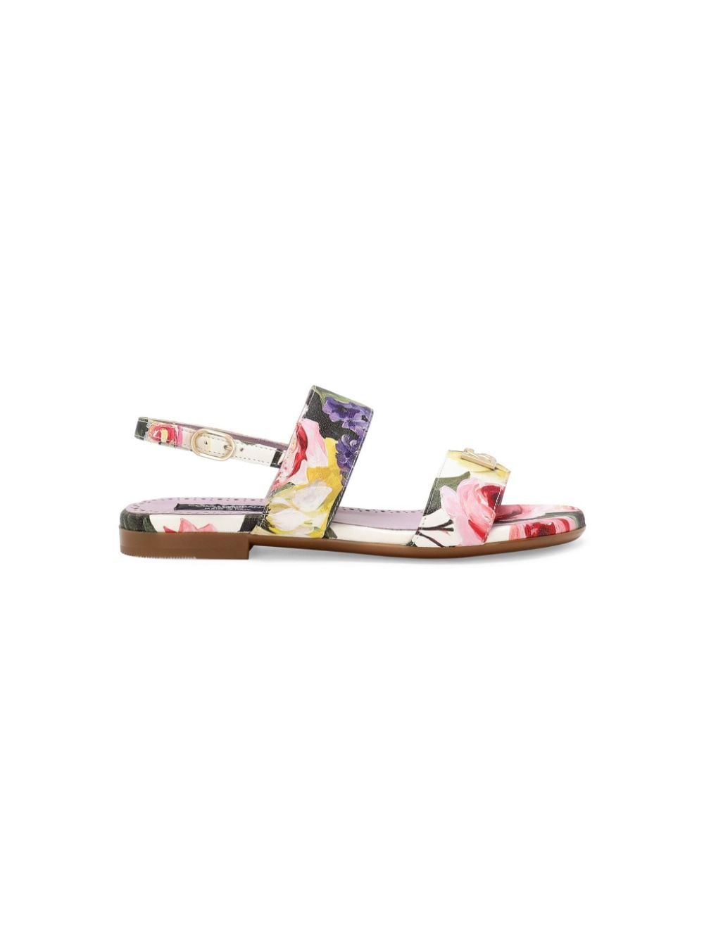 Shop Dolce & Gabbana Floral-print Leather Sandals In Pink
