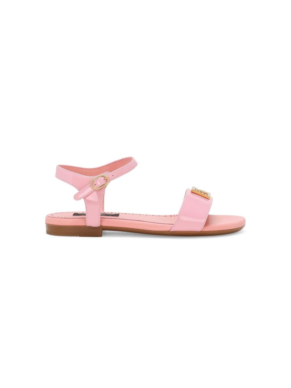 Shop Dolce & Gabbana Logo-plaque Leather Sandals In Pink