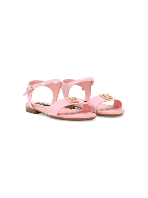 Dolce & Gabbana Kids logo-plaque leather sandals
