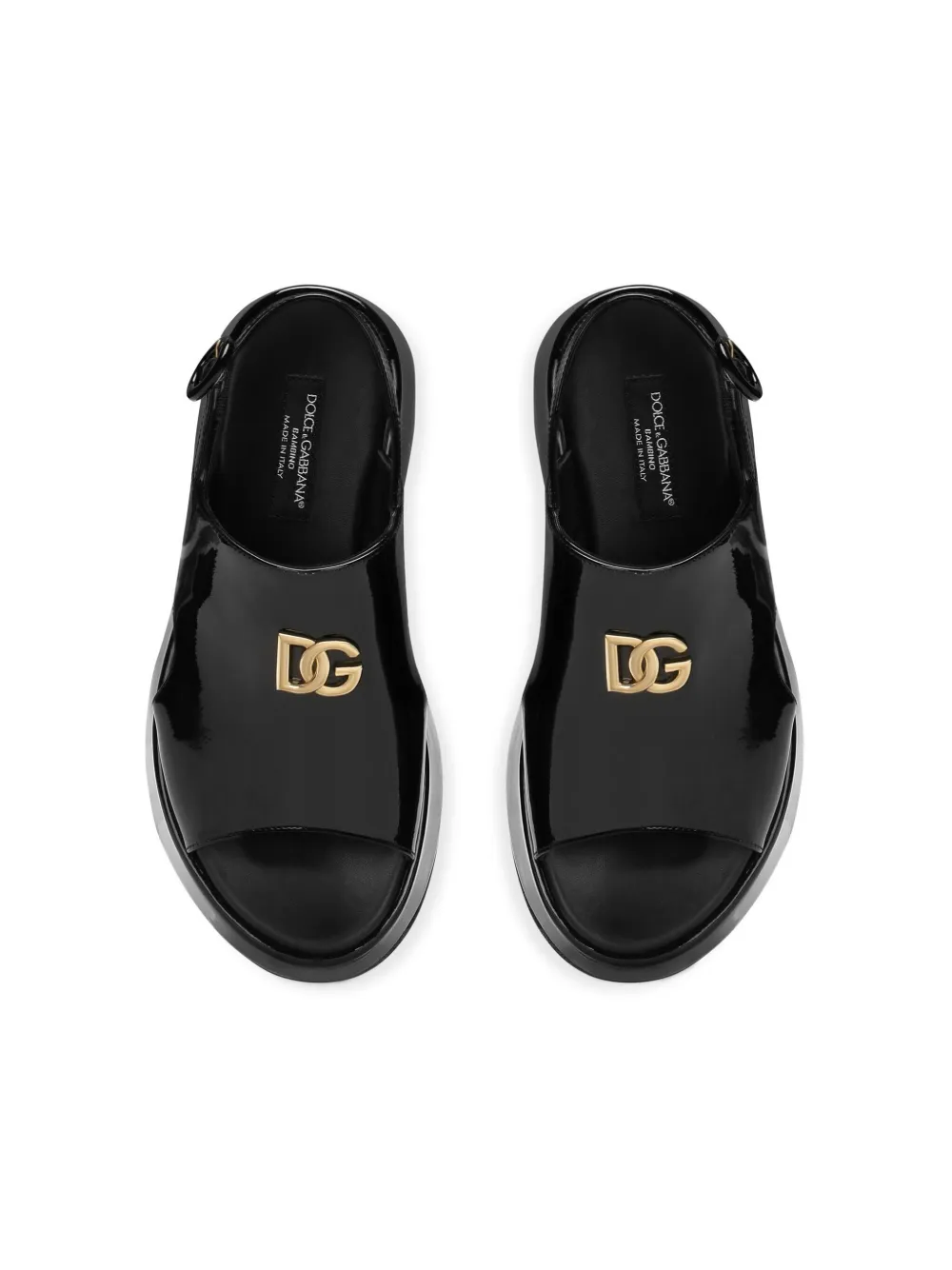 Dolce & Gabbana Dg Patent-leather Sandals In Black