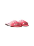 Dolce & Gabbana Kids logo cut-out leather slides - Pink