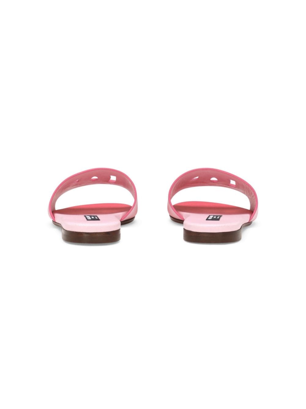 Shop Dolce & Gabbana Logo Cut-out Leather Slides In Pink