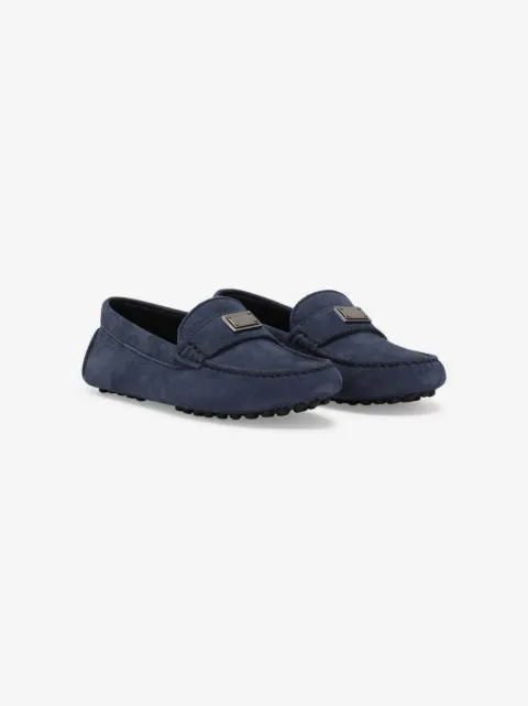 Dolce & Gabbana Kids mocassins en cuir à plaque logo