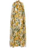 Dolce & Gabbana rose-print silk chiffon cape - Yellow