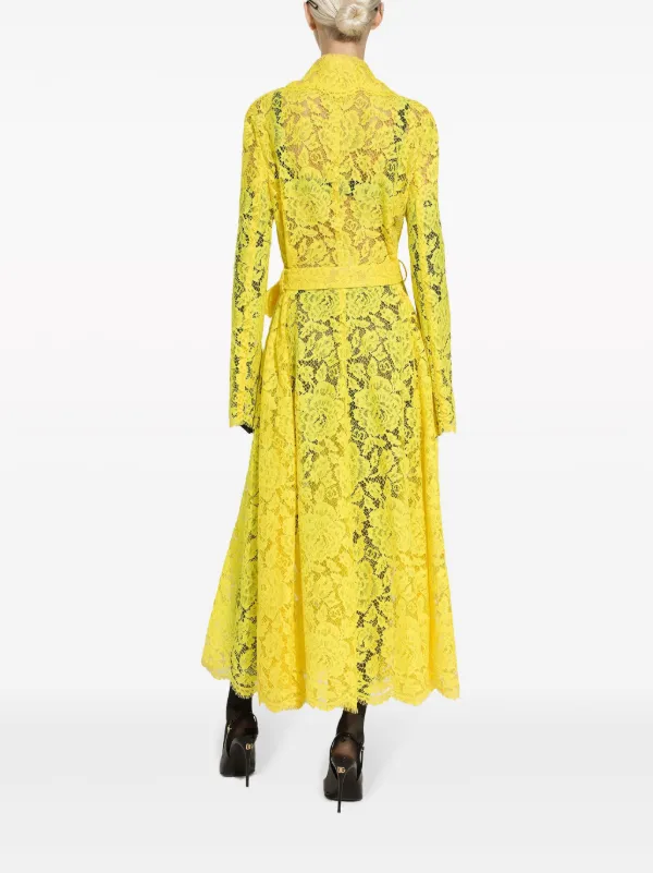 Dolce & Gabbana cordonetto-lace Trench Coat | Yellow | FARFETCH AO