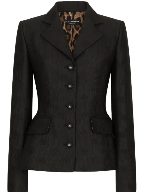 Dolce & Gabbana logo-jacquard single-breasted blazer