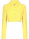 Dolce & Gabbana monogram-jacquard button-down cropped jacket - Yellow