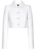 Dolce & Gabbana monogram-jacquard button-down cropped jacket - White