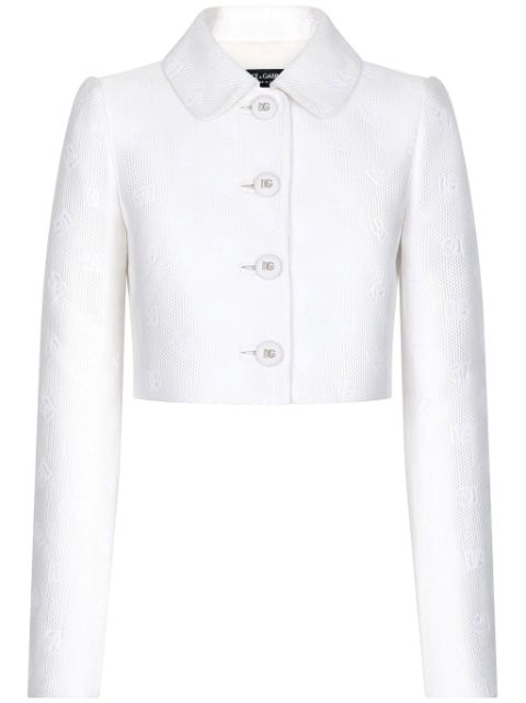 Dolce & Gabbana monogram-jacquard button-down cropped jacket