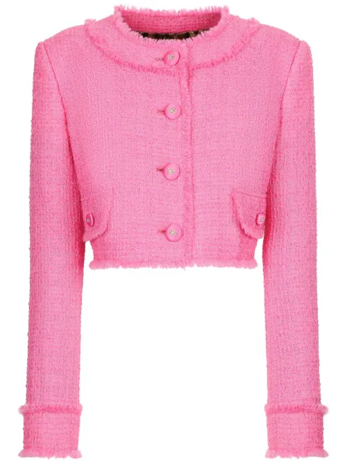 Veste crop en tweed à col rond - Dolce & Gabbana - Modalova