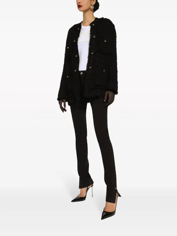 ジャケット Dolce & Gabbana Black Tweed Blazer Single-breasted tweed jacket in Black for Women