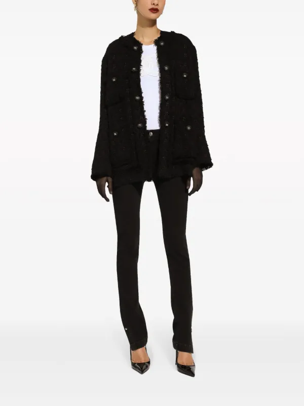 Dolce & Gabbana round-neck Buttoned Tweed Jacket | Black