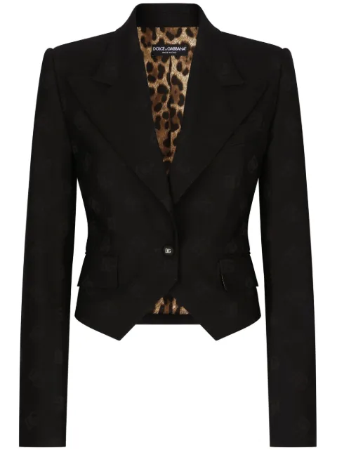 Dolce & Gabbana monogram-jacquard single-breasted blazer