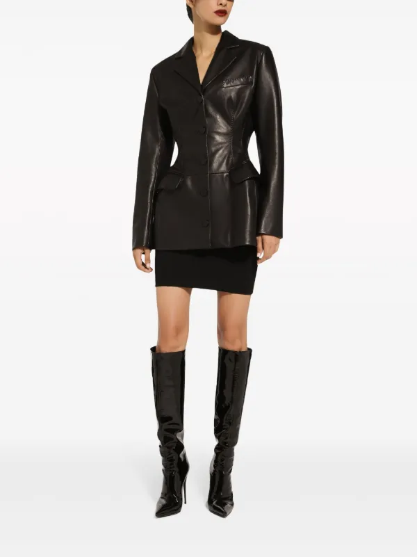 Dolce & Gabbana single-breasted Leather Blazer | Black