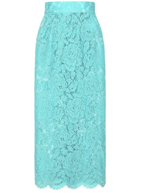 Dolce & Gabbana floral-lace high-waisted midi skirt