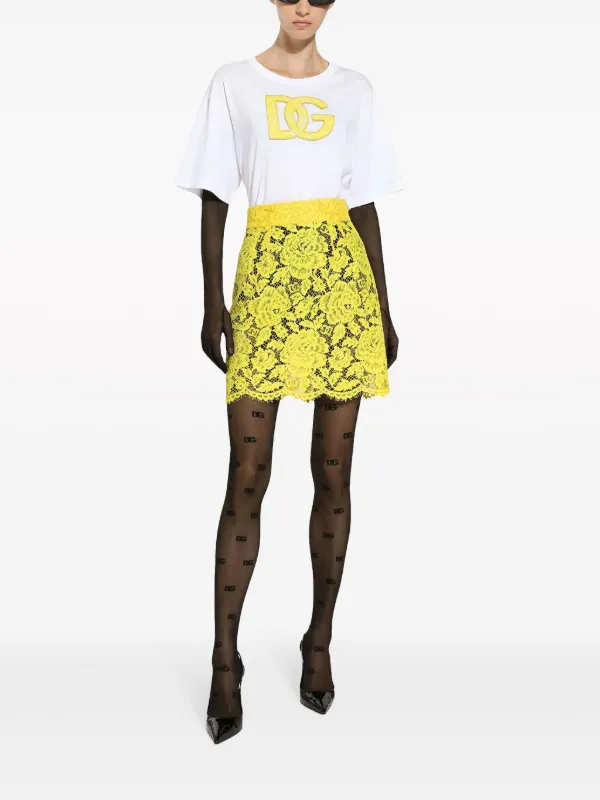 Dolce & Gabbana Floral Lace Miniskirt | Yellow | FARFETCH