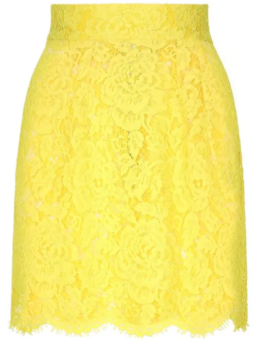 Minijupe bordée de dentelle fleurie - Dolce & Gabbana - Modalova