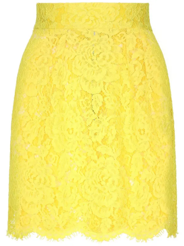 Dolce&Gabbanaレーススカートダークグリーン