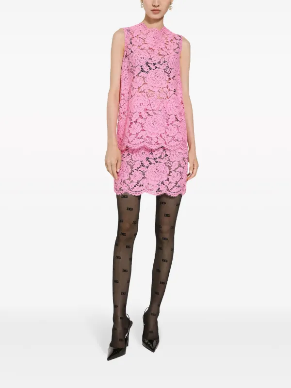DOLCE & GABBANA フロラルレスミニスカト F4B7LTHLM7L F0758 Dolce & Gabbana Floral Lace Miniskirt | Pink | FARFETCH