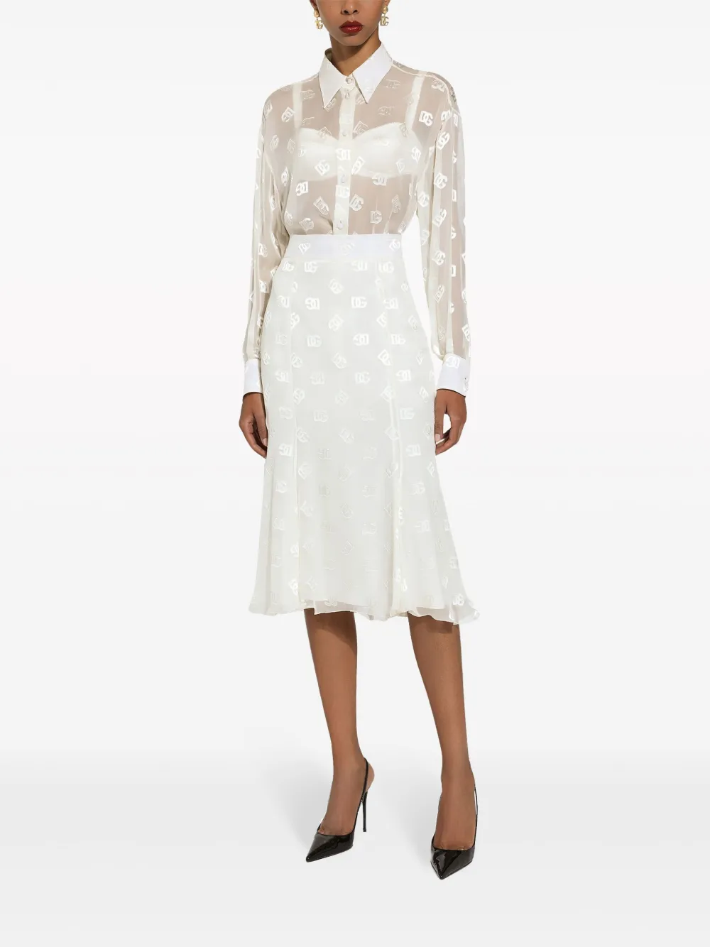 Dolce & Gabbana Elastic Waist Skirt In Weiss