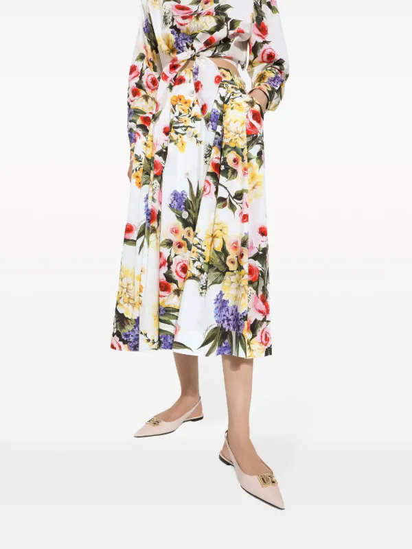 【関税込み】dolce & gabbana Floral midi skirt Dolce & Gabbana floral-print Midi Skirt | White | FARFETCH
