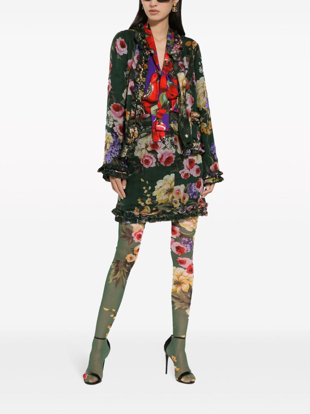 Dolce & Gabbana Chiffon mini-rok met bloemenprint Groen