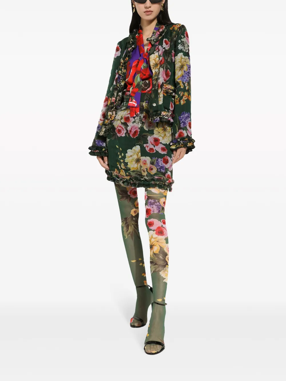 Dolce & Gabbana Chiffon mini-rok met bloemenprint - Groen