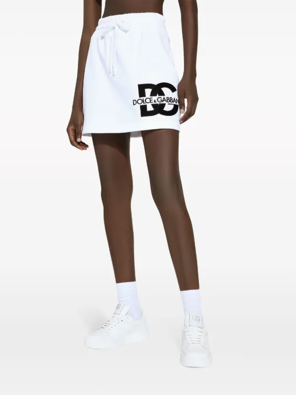 Dolce & Gabbana logo-print cotton-blend Miniskirt | White
