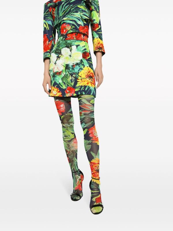 Floral high-rise leggings in multicoloured - Dolce Gabbana