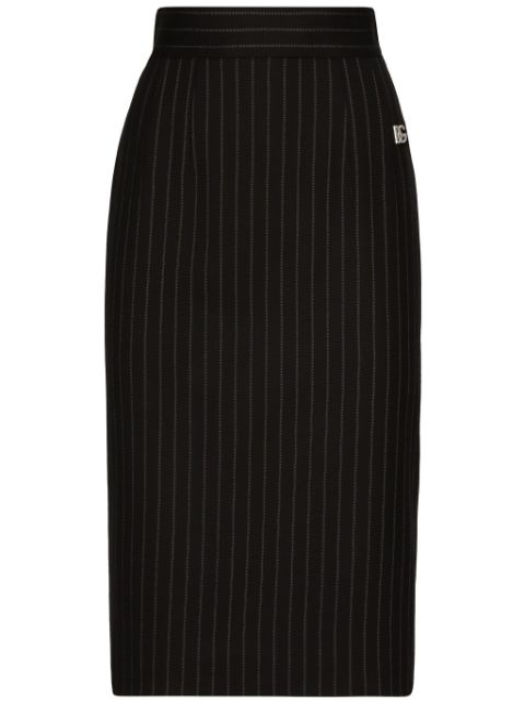 Dolce & Gabbana virgin wool-blend pinstripe midi skirt