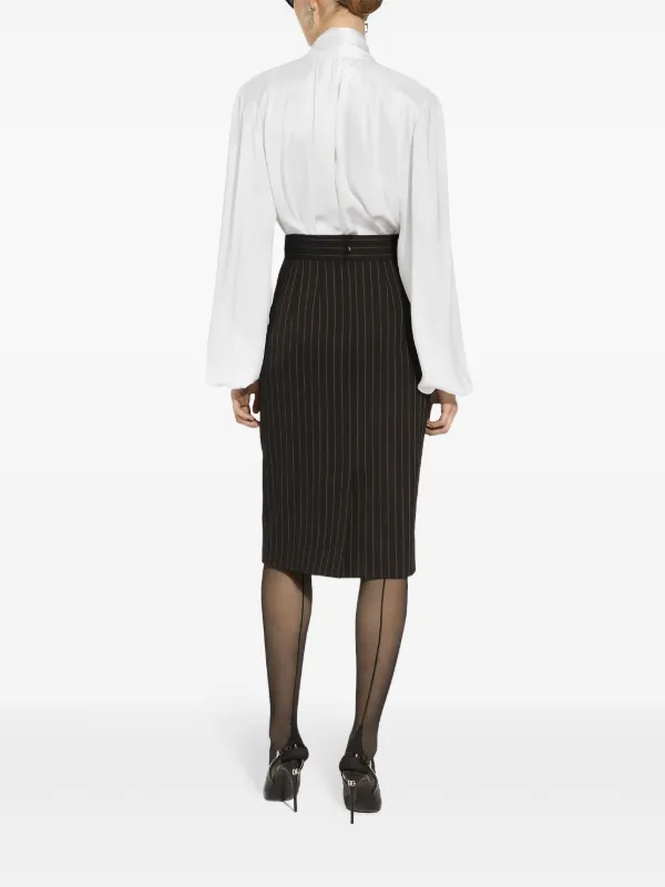 Dolce & Gabbana Virgin wool-blend Pinstripe Midi Skirt