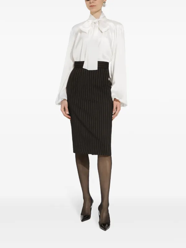 【関税&送料込み】Dolce & Gabbana Wool Midi Skirt Dolce & Gabbana Virgin wool-blend Pinstripe Midi Skirt