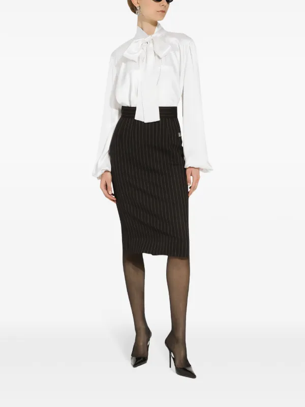 Dolce & Gabbana Virgin wool-blend Pinstripe Midi Skirt