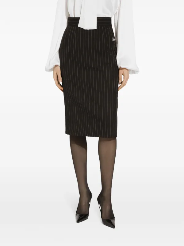 スカート Dolce & Gabbana Wool Pencil Skirt Longue Wool midi pencil skirt with satin waistband in Black for