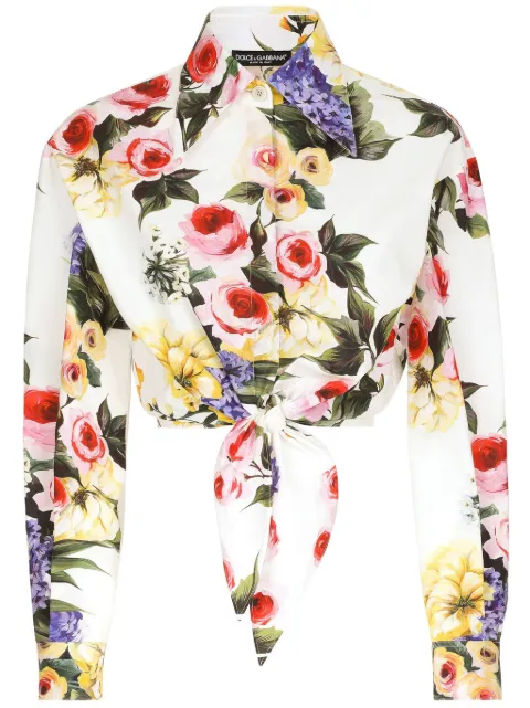 Dolce & Gabbana floral-print cotton cropped shirt