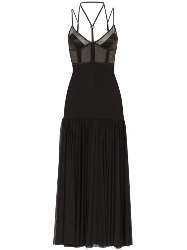 Dolce & Gabbana DG-plaque Tulle Midi Dress | Black | FARFETCH JO Dolce & Gabbana DG-plaque Tulle Midi Dress | Black | FARFETCH JO