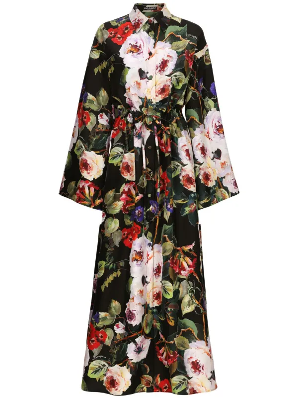 dolce gabbana silk floral dress Dolce & Gabbana Floral Print Silk Mini Shift Dress