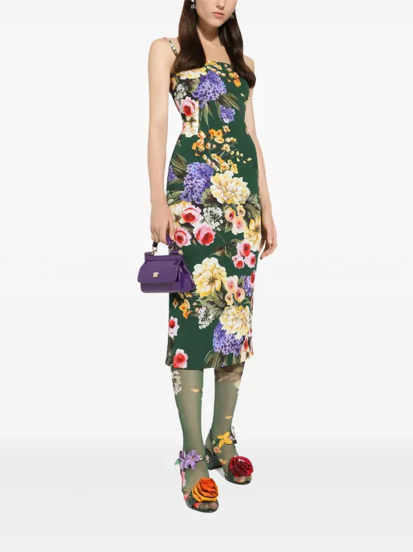 ワンピース DOLCE & GABBANA FLOWER PRINT MIDI DRESS Dolce & Gabbana Garden-print Midi Dress | Green | FARFETCH CA