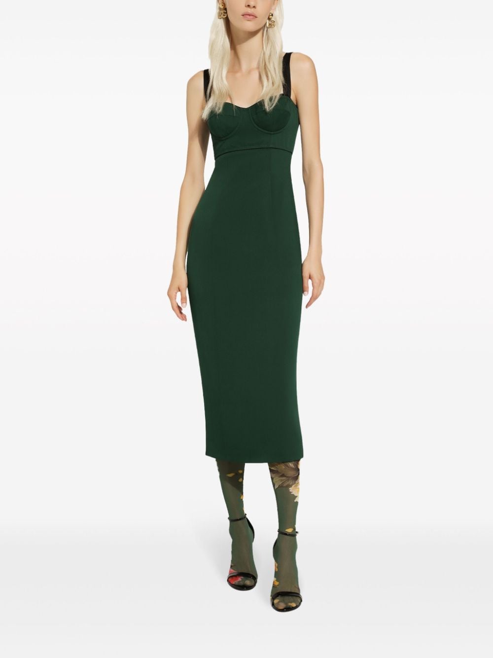 Shop Dolce & Gabbana Bustier Midi Dress In Green