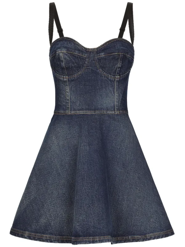 sweetheart neckline denim dress Sweetheart Neck Denim Dress by Oscar de la Renta at THE MILE