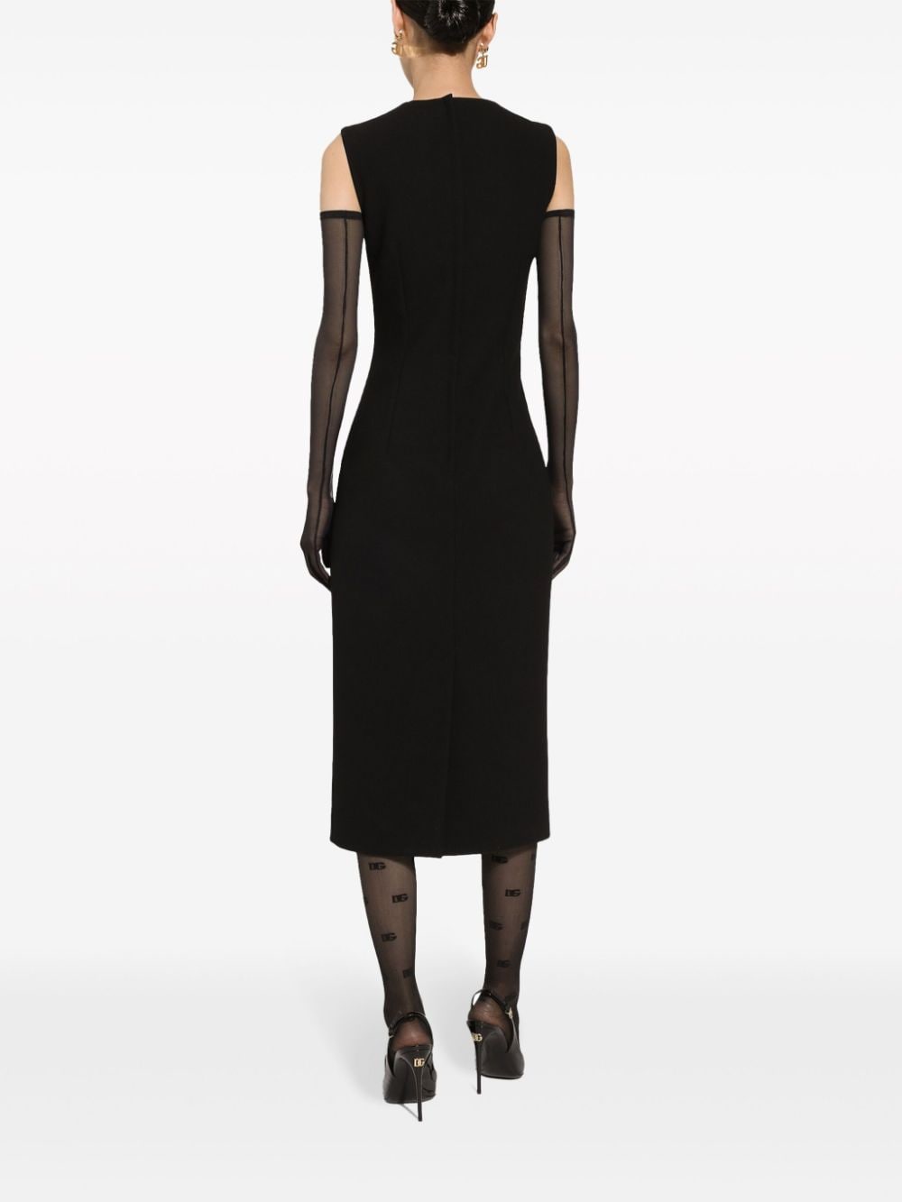 Dolce & Gabbana Midi-jurk met ronde hals Zwart
